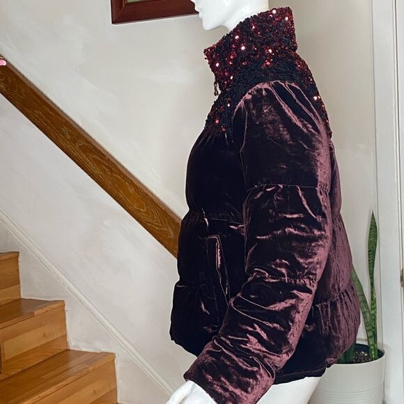 Anthropologie 
Vera Sequined Velvet Puffer Jacket - Picture 6 of 9